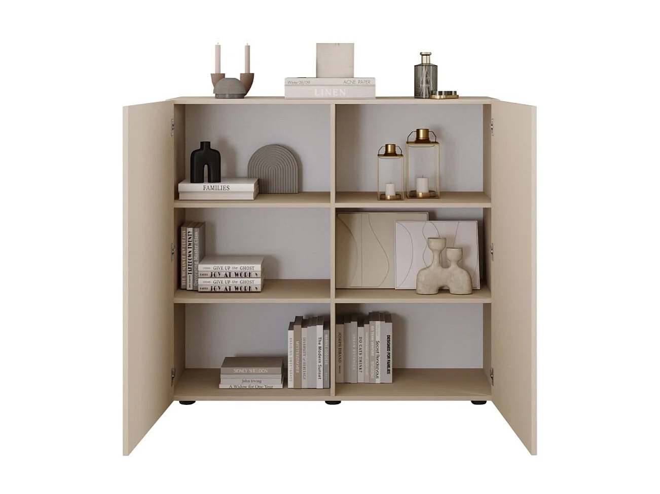Buffet alto SCENA – L121 x H111 x P42 cm – 2 porte – Colore Cachemire