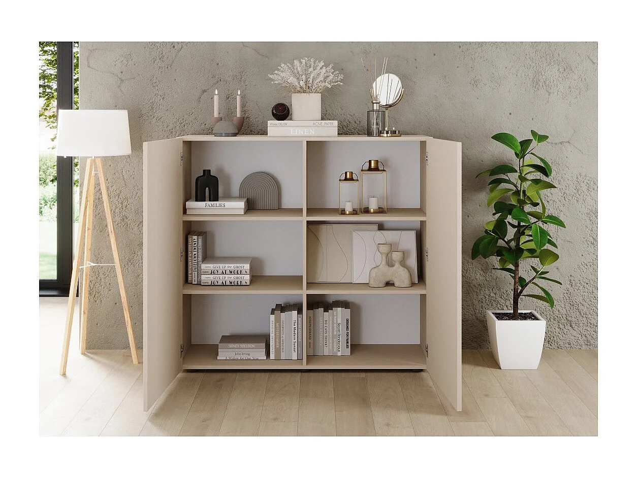 Buffet alto SCENA – L121 x H111 x P42 cm – 2 porte – Colore Cachemire