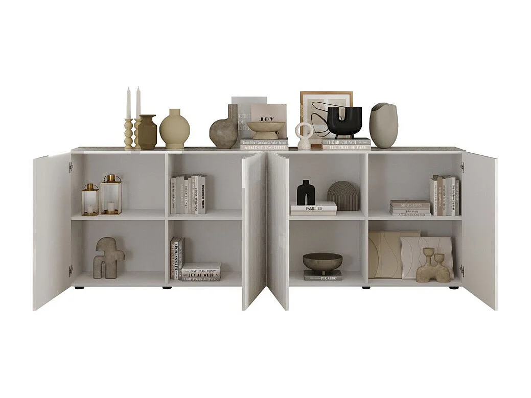 Buffet SCENA – 241×84×42 cm – 4 puertas – Blanco lacado