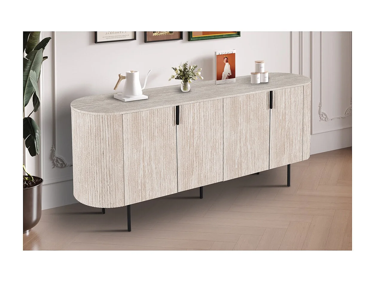 Buffet VAGOS – Coloris chêne clair – 4 portes – 200 cm – Grand bahut moderne – Rangement pratique