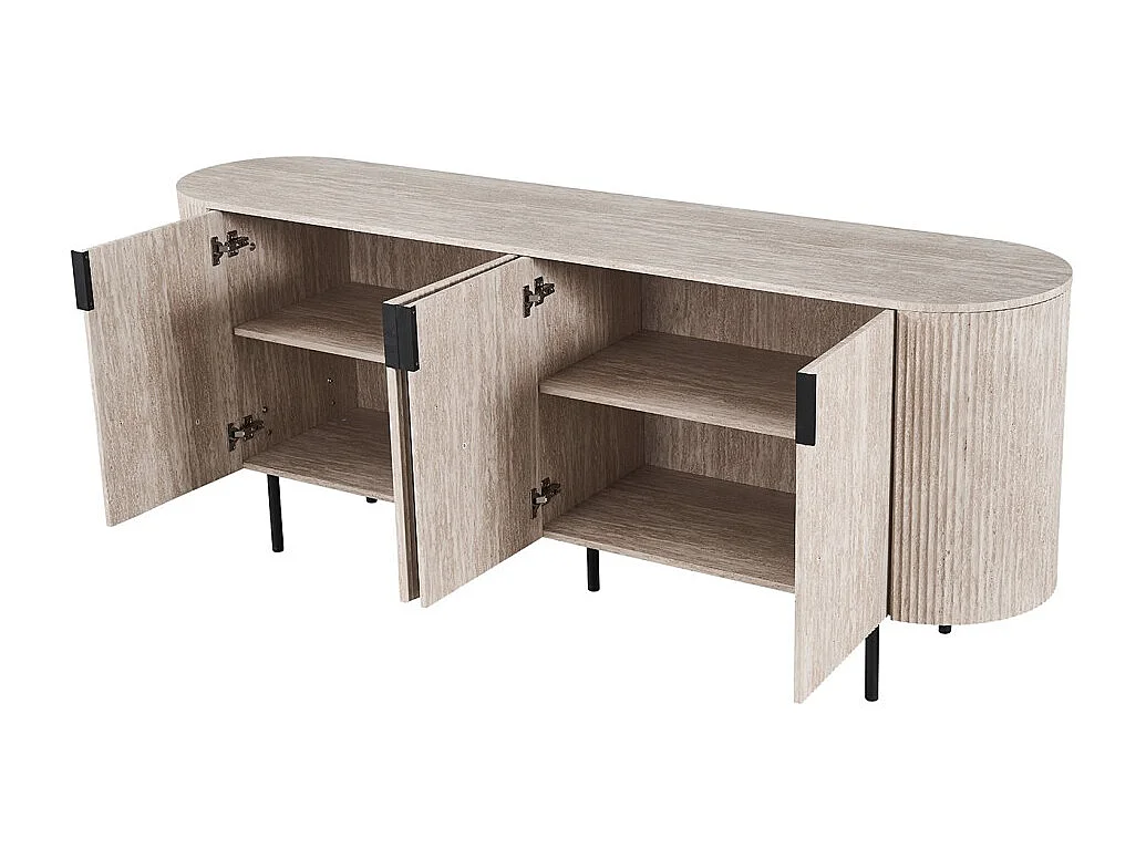 Buffet VAGOS – Coloris chêne clair – 4 portes – 200 cm – Grand bahut moderne – Rangement pratique
