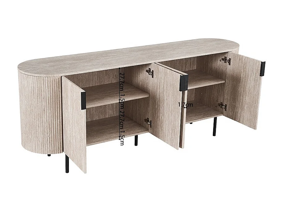 Buffet VAGOS – Coloris chêne clair – 4 portes – 200 cm – Grand bahut moderne – Rangement pratique