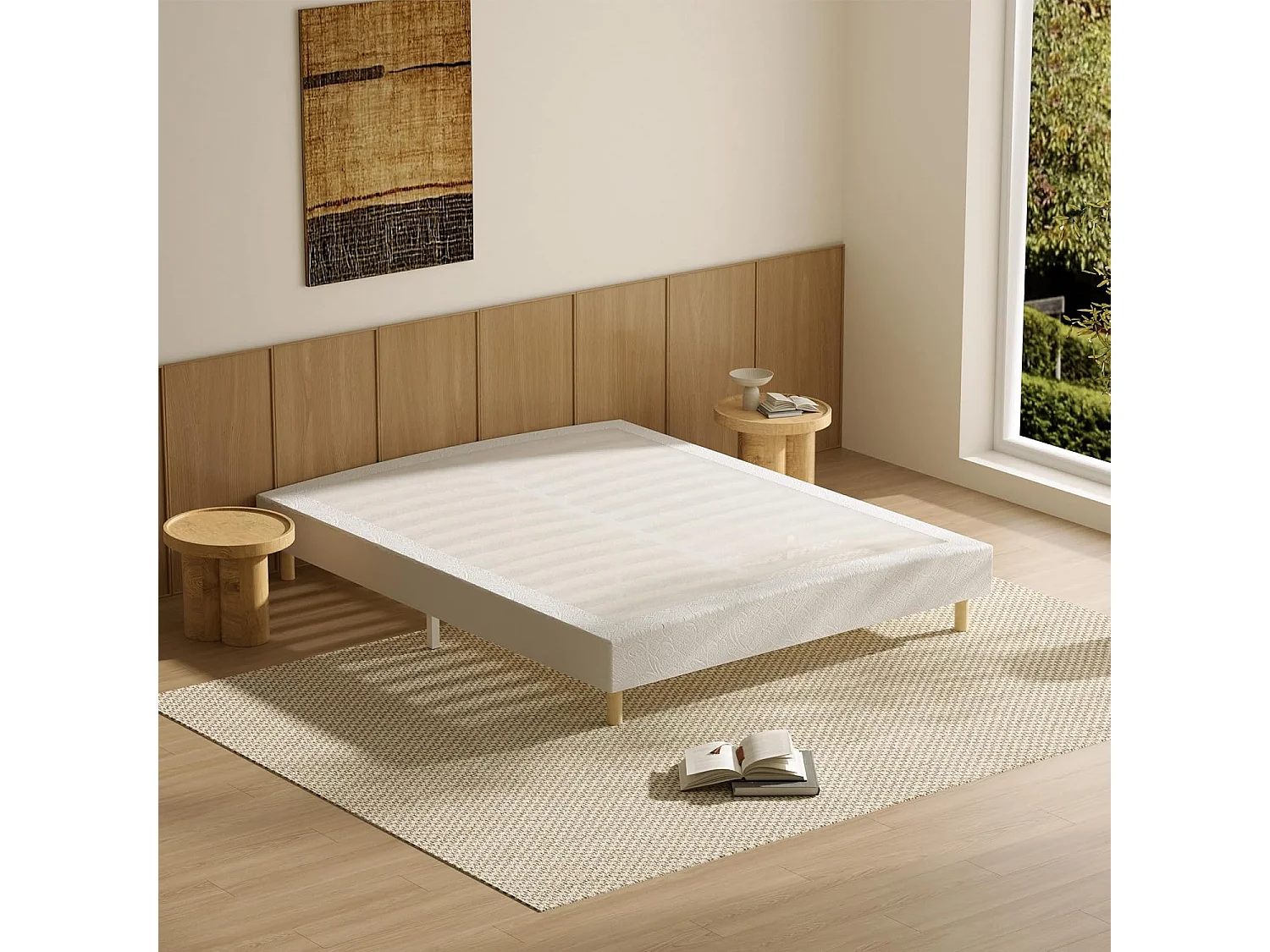 Mémoire Ensemble Composè, schuimmatras 160x200x32 cm + gestoffeerde lattenbodem, 9 poten
