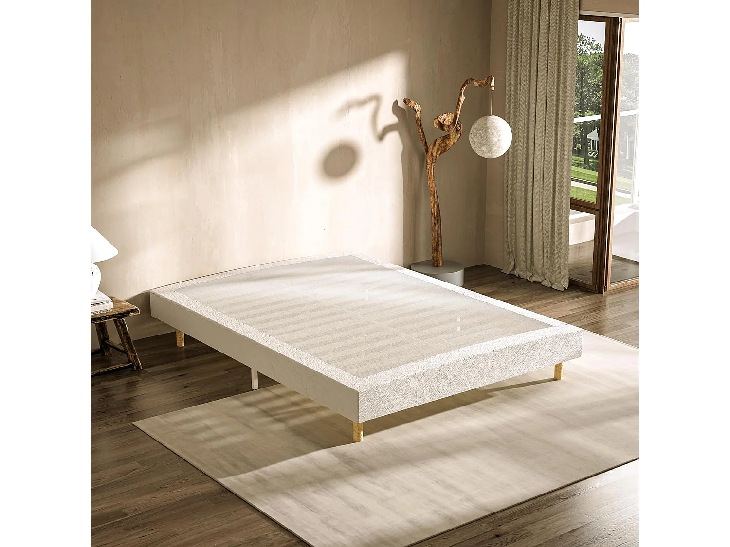 Matelas 160x200x18 en Mousse, Haute Resilience Ultra Respirante+Sommier Tapissier, Hauteur du Cadre de lit 29 cm