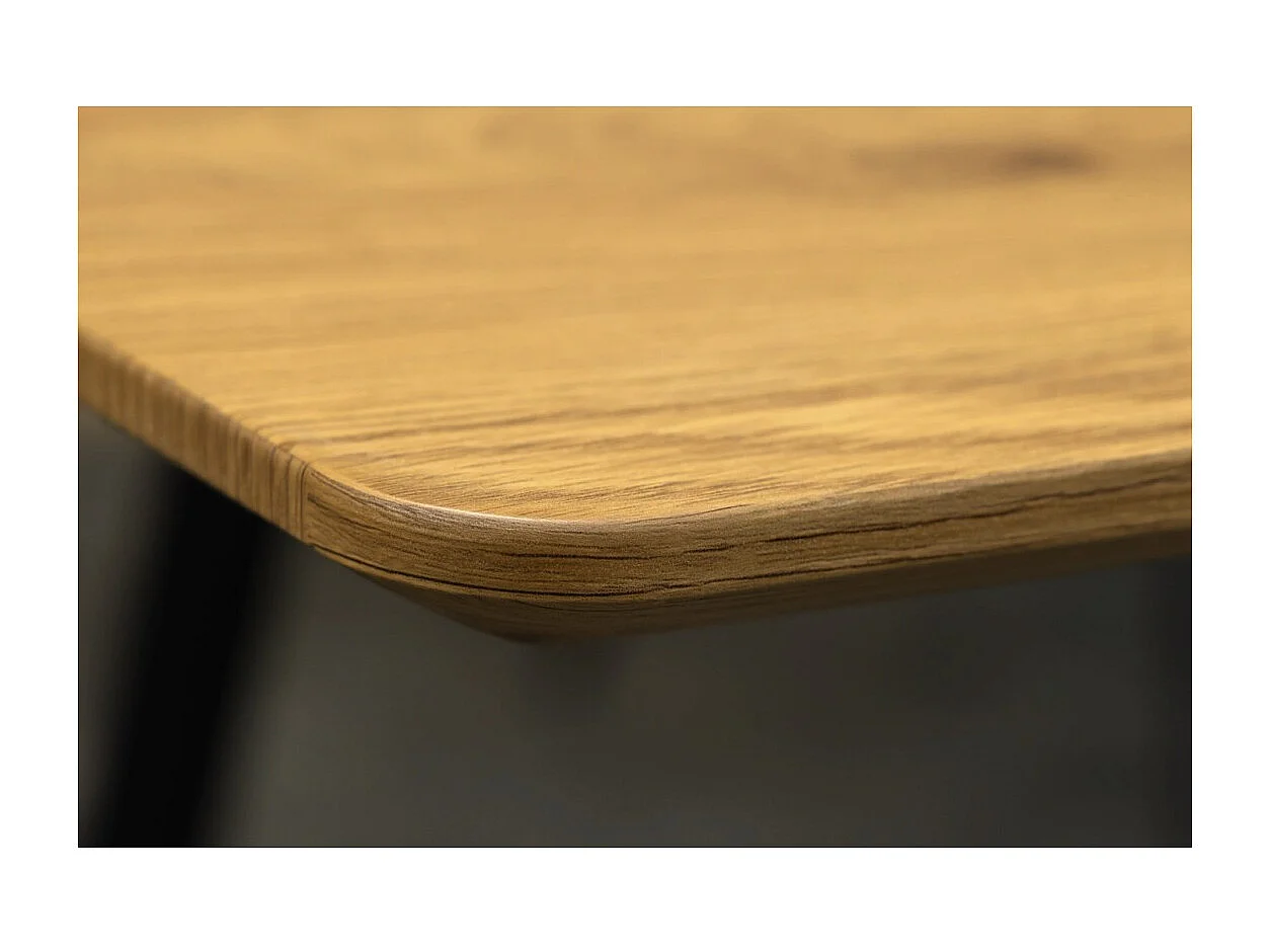 Table extensible CALDERO 120–160 cm – Table contemporaine aspect chêne sauvage et métal