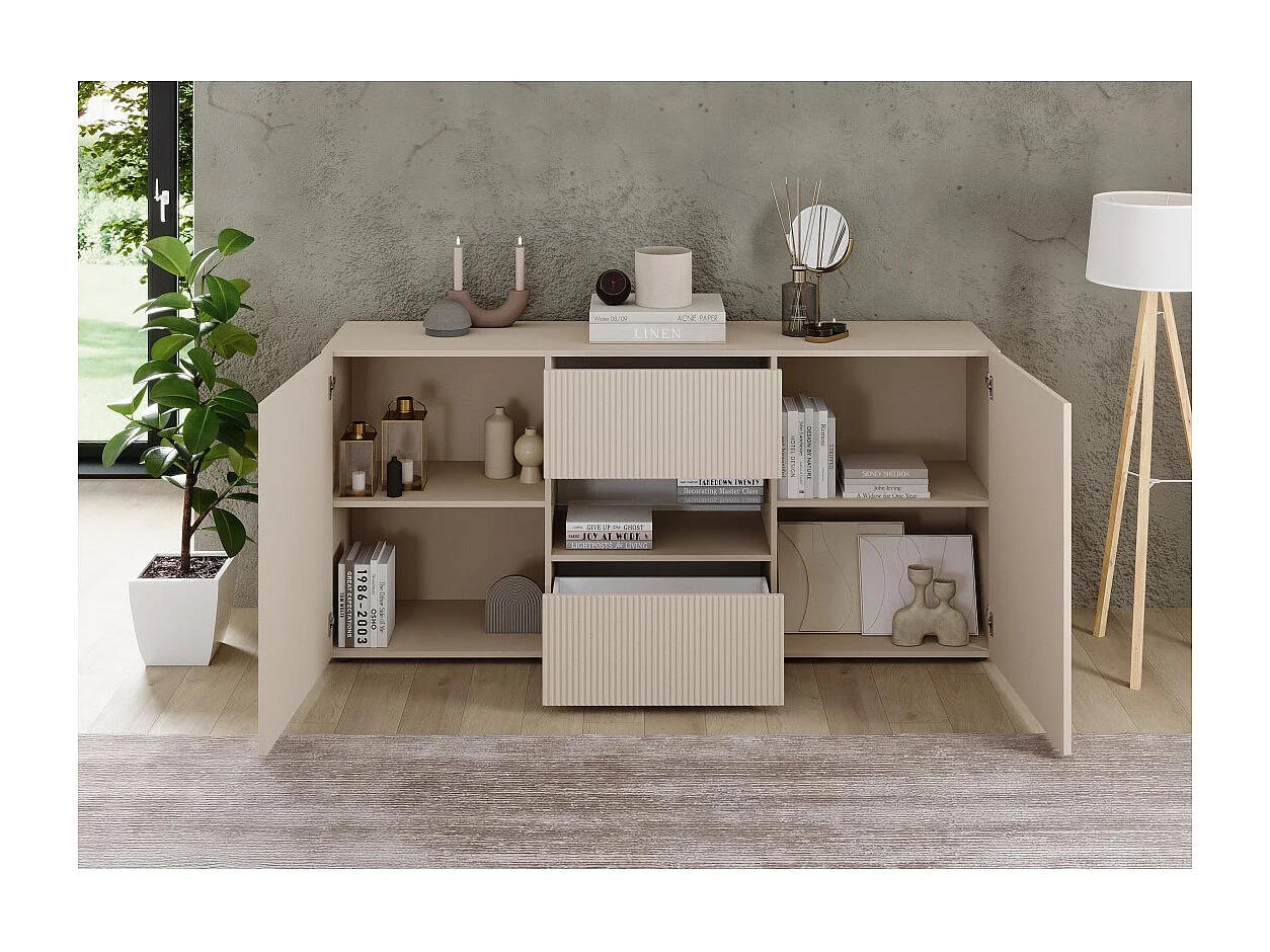 Buffet SCENA – L181 x H84 x P42 cm – 2 deuren + 2 laden + nis – Kleur Kasjmier