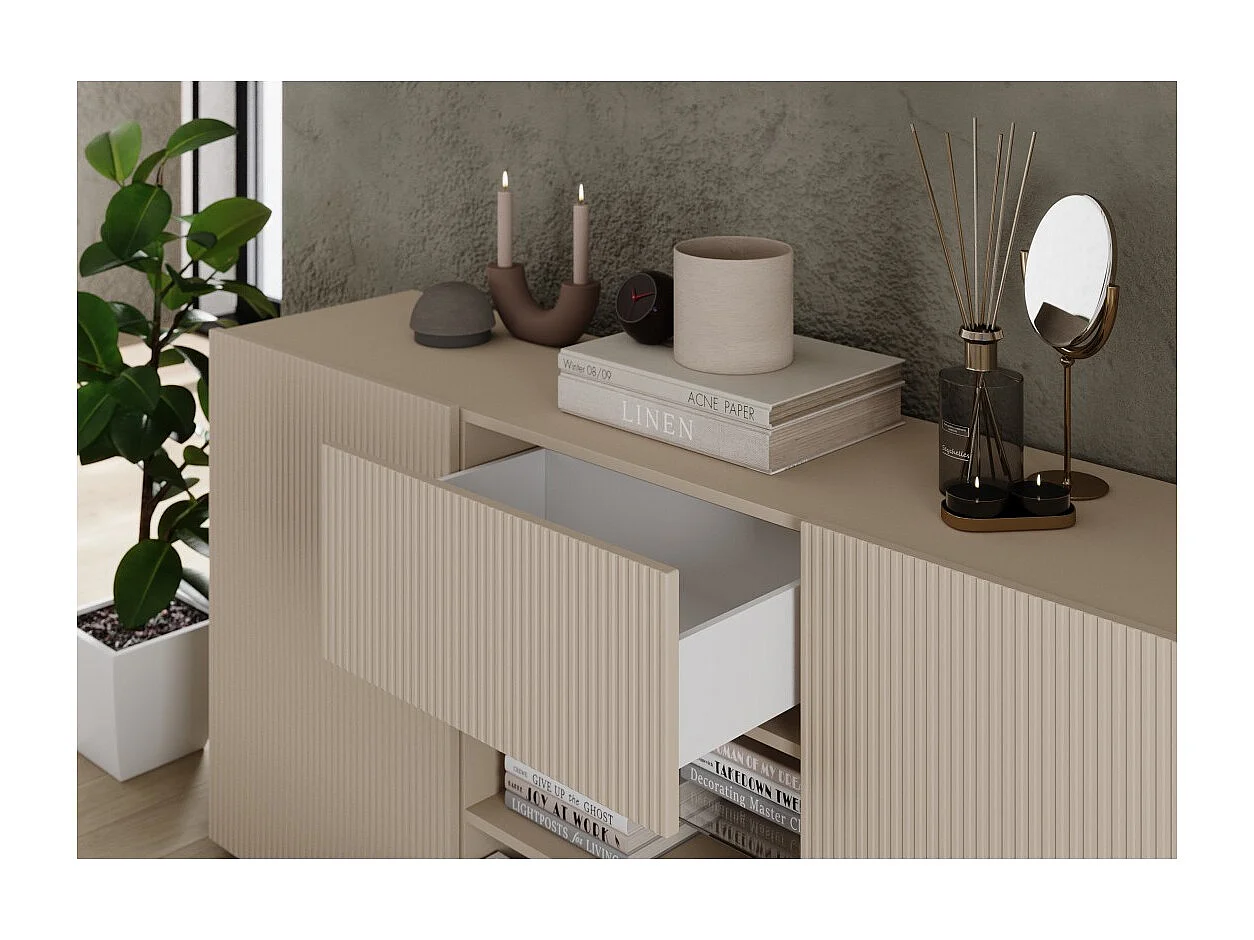 Buffet SCENA – L181 x H84 x P42 cm – 2 deuren + 2 laden + nis – Kleur Kasjmier