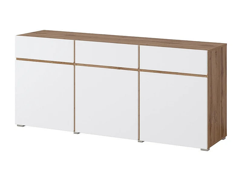Buffet HAVANA – 180 cm – 3 portes battantes et 3 tiroirs – Chêne et blanc – Design contemporain