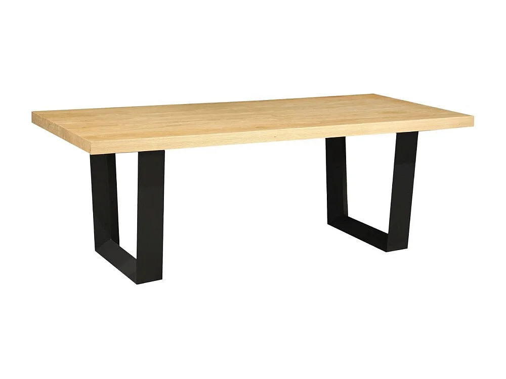 Table de salle à manger AZMA – Placage chêne et métal – 210 cm – Style moderne