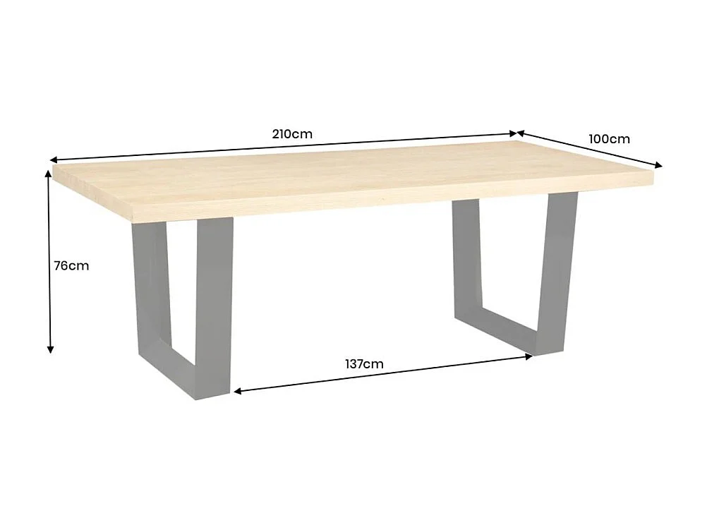 Table de salle à manger AZMA – Placage chêne et métal – 210 cm – Style moderne