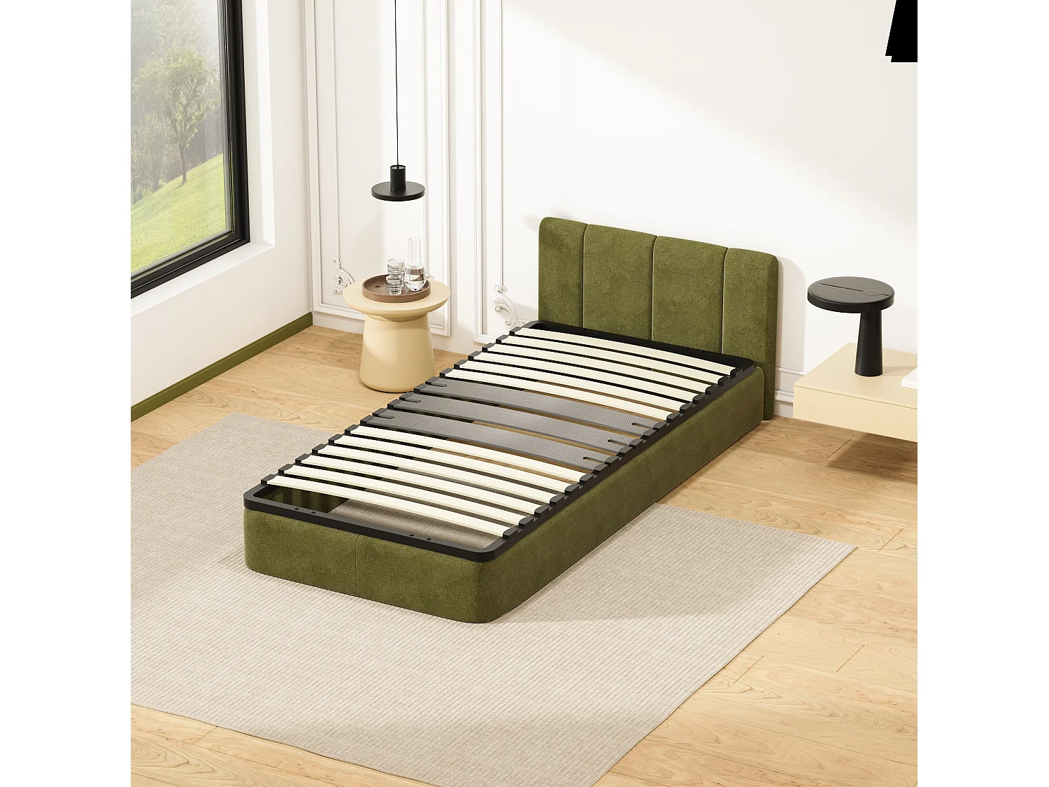 Cadre lattes 90x200 cm, 1x15 Lattes Peuplier Naturel