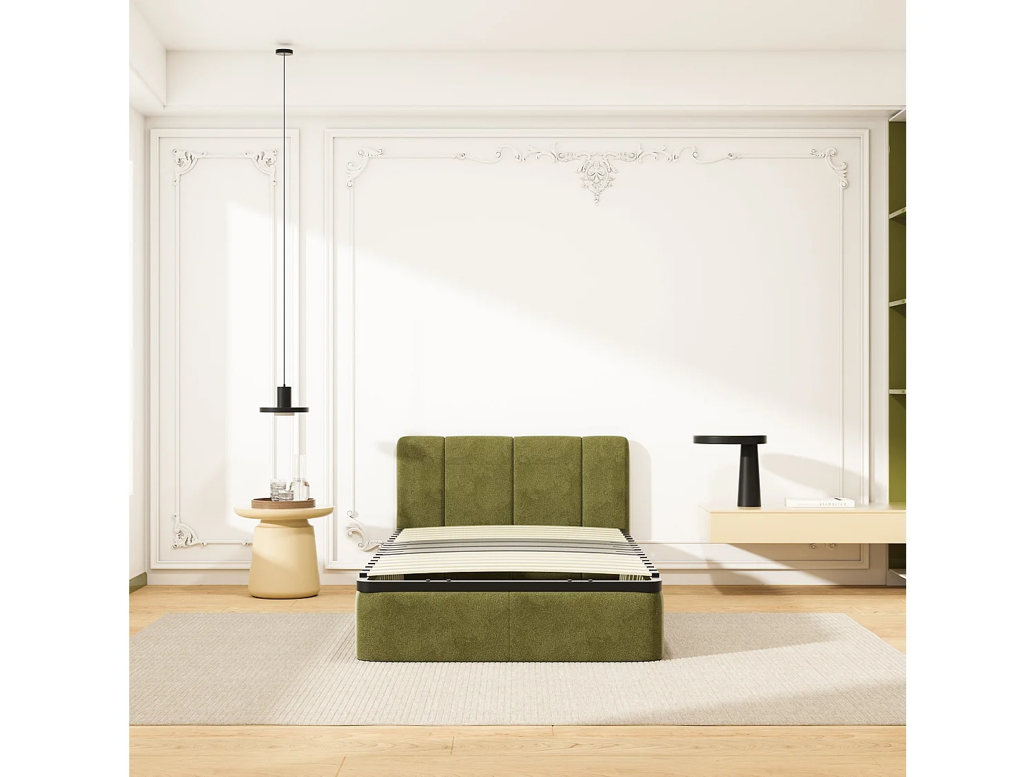 Cadre lattes 90x200 cm, 1x15 Lattes Peuplier Naturel,sans pieds