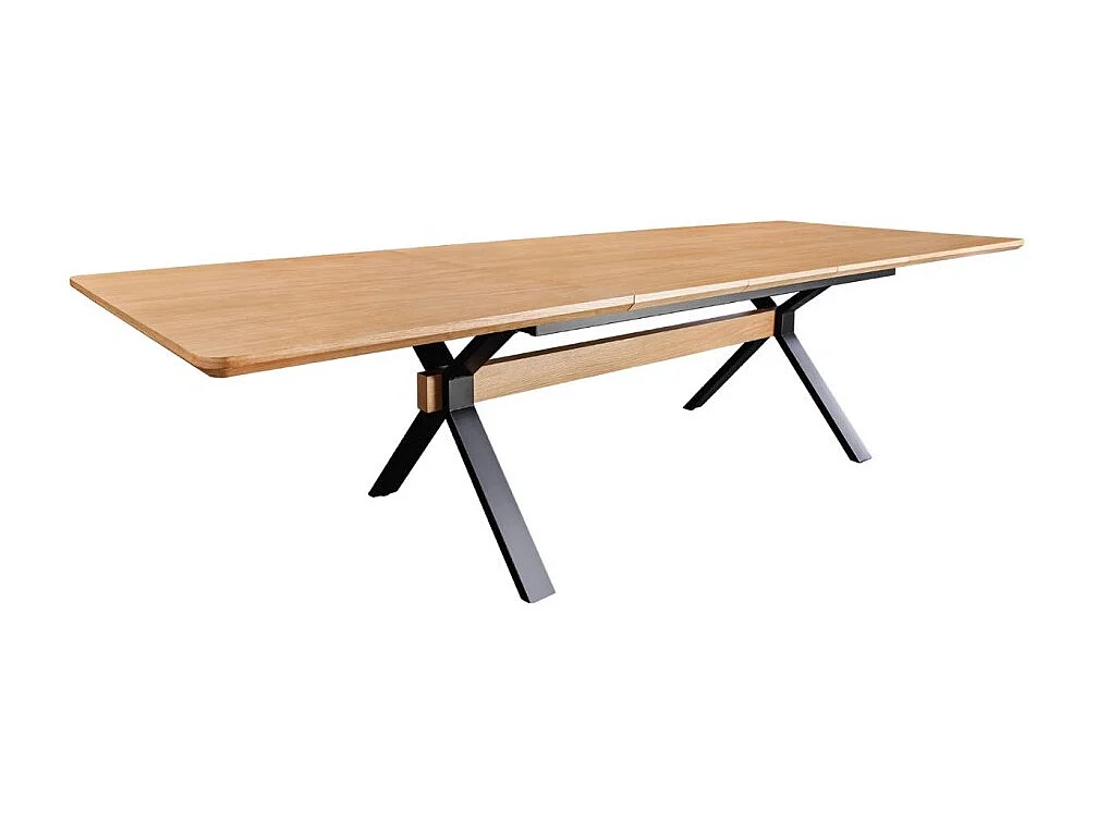 Table de salle à manger RADIAM – MDF plaqué chêne et métal – 180-300 cm – Extensible