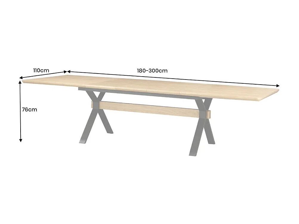 Table de salle à manger RADIAM – MDF plaqué chêne et métal – 180-300 cm – Extensible