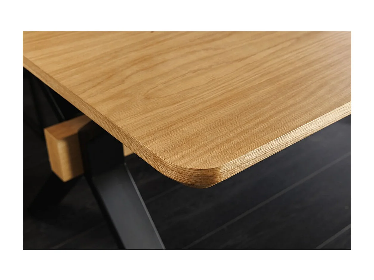 Table de salle à manger RADIAM – MDF plaqué chêne et métal – 180-300 cm – Extensible