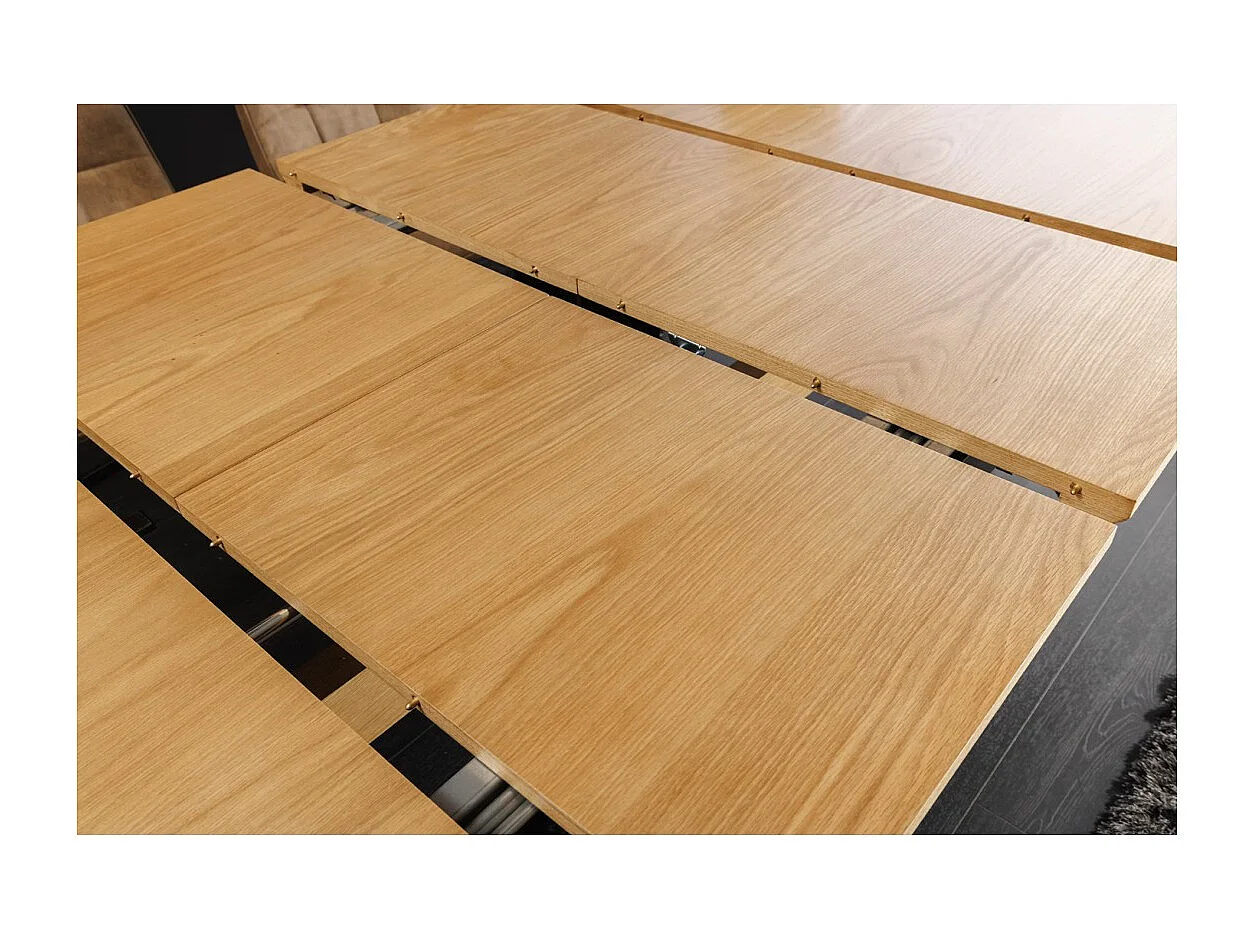 Table de salle à manger RADIAM – MDF plaqué chêne et métal – 180-300 cm – Extensible