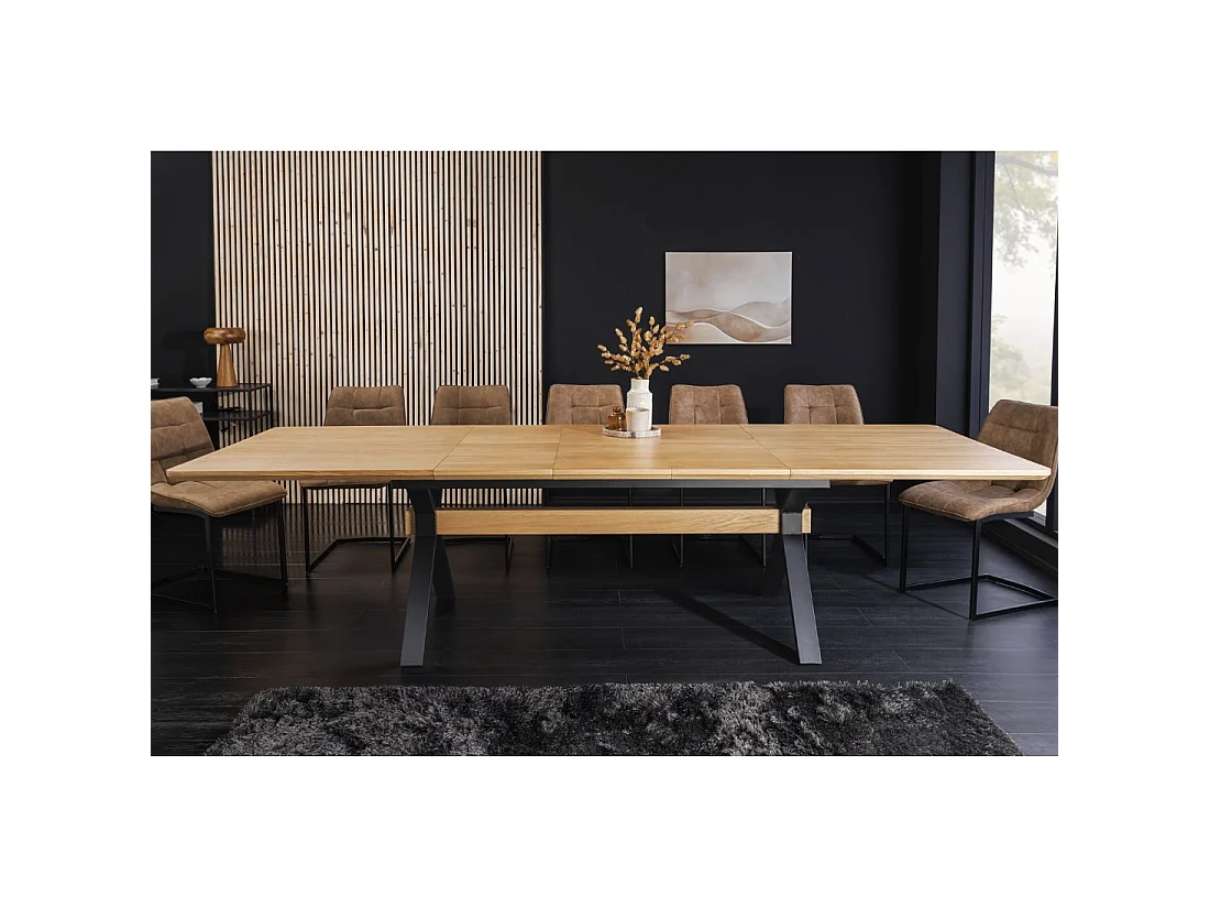 Eettafel RADIAM - Eikenfineer MDF en metaal - 180-300 cm - Uitschuifbaar