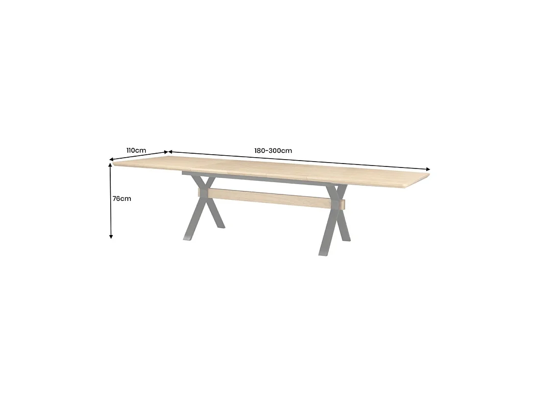 Eettafel RADIAM - Eikenfineer MDF en metaal - 180-300 cm - Uitschuifbaar