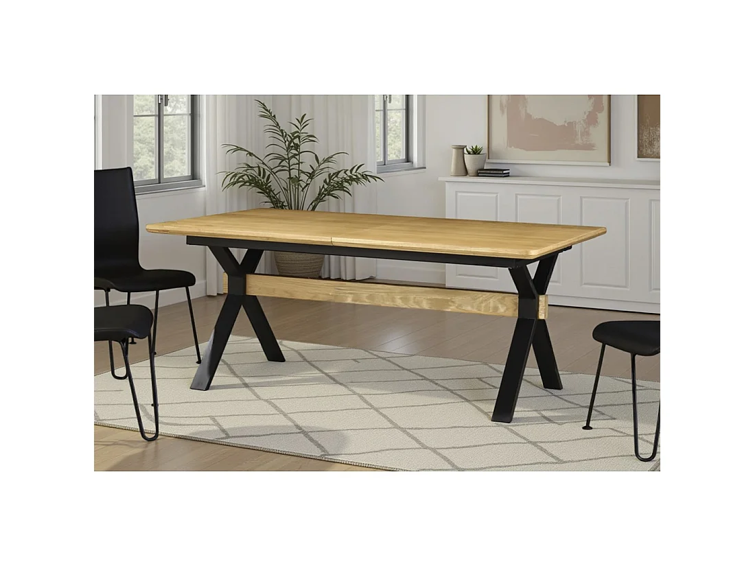 Eettafel RADIAM - Eikenfineer MDF en metaal - 180-300 cm - Uitschuifbaar