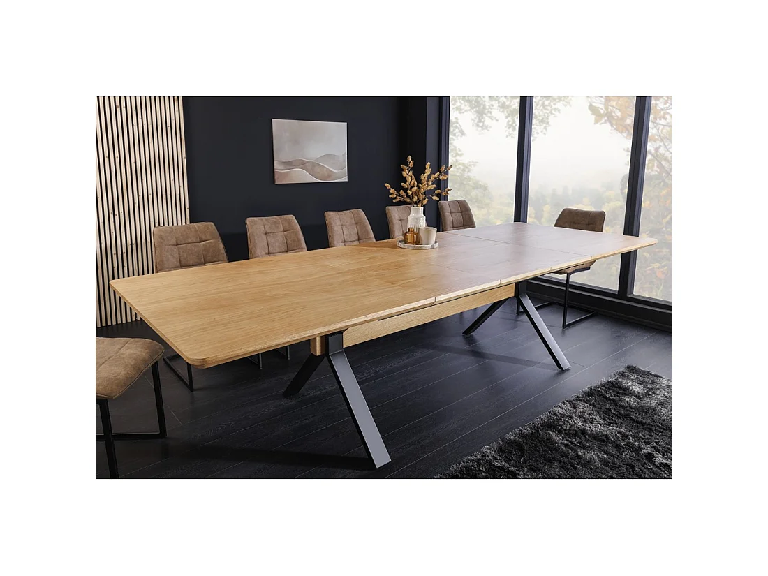 Eettafel RADIAM - Eikenfineer MDF en metaal - 180-300 cm - Uitschuifbaar