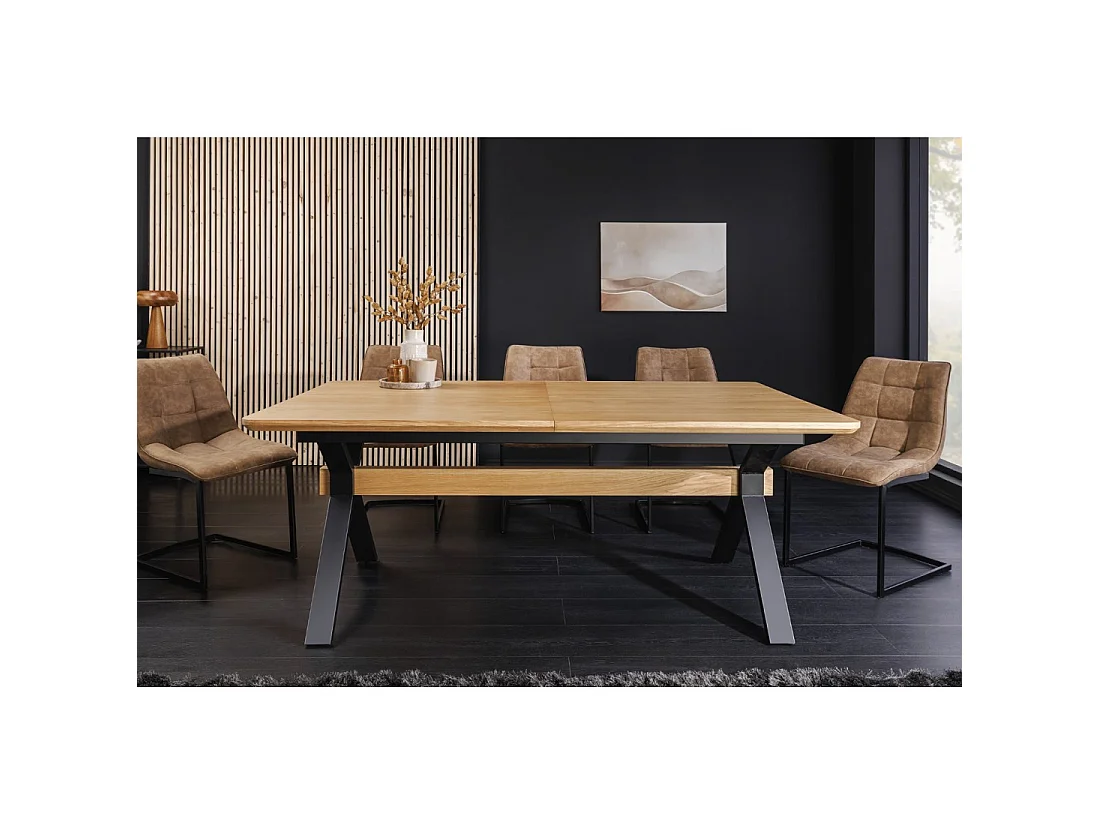 Eettafel RADIAM - Eikenfineer MDF en metaal - 180-300 cm - Uitschuifbaar