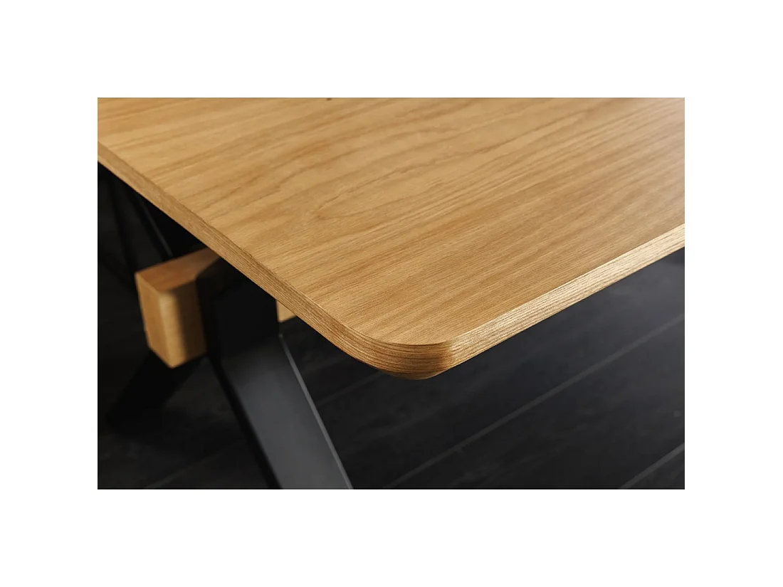 Eettafel RADIAM - Eikenfineer MDF en metaal - 180-300 cm - Uitschuifbaar