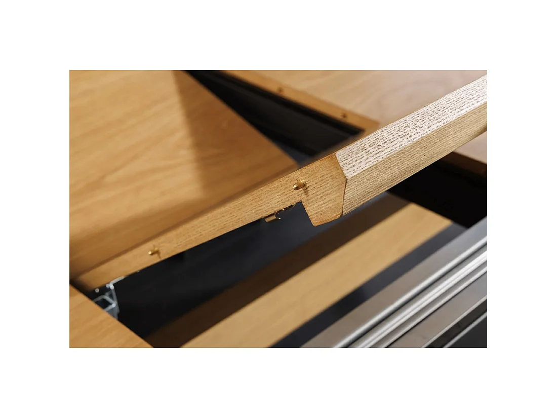 Eettafel RADIAM - Eikenfineer MDF en metaal - 180-300 cm - Uitschuifbaar