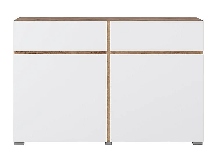 Buffet HAVANA – 120 cm – 2 draaideuren en 2 laden – Eiken en wit – Modern ontwerp