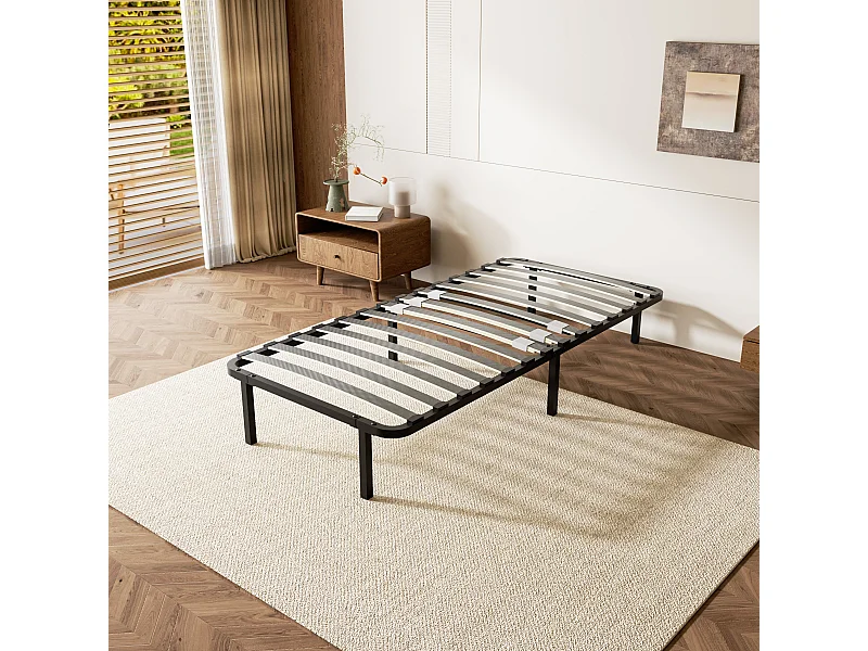 Sommier cadre à lattes 90x190 cm, 1x14 rangs,6 repose-pieds