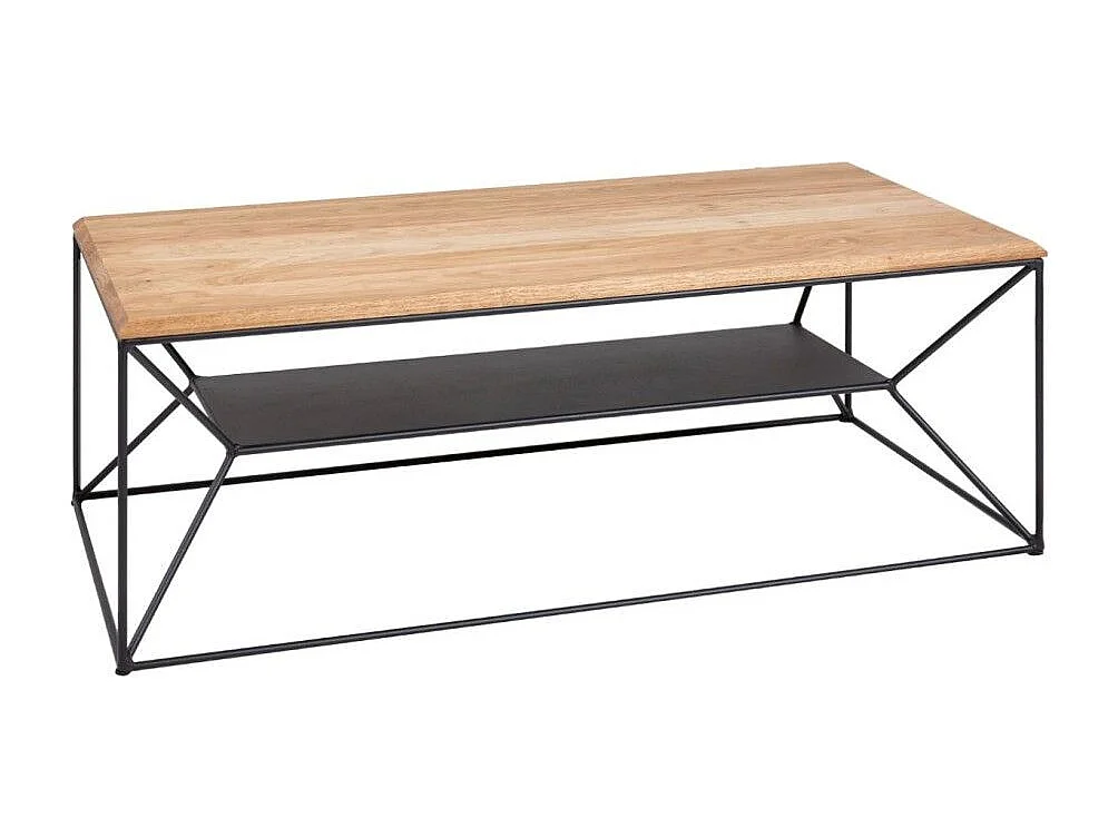 Niedriger Tisch ABITTA rechteckig 110 cm helles Eichenholz – Modern mit Metallregal