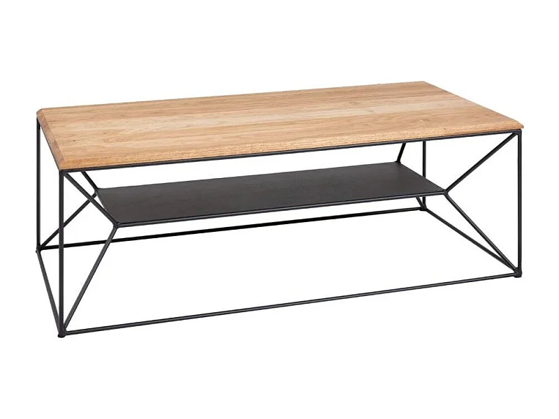 Niedriger Tisch ABITTA rechteckig 110 cm helles Eichenholz – Modern mit Metallregal