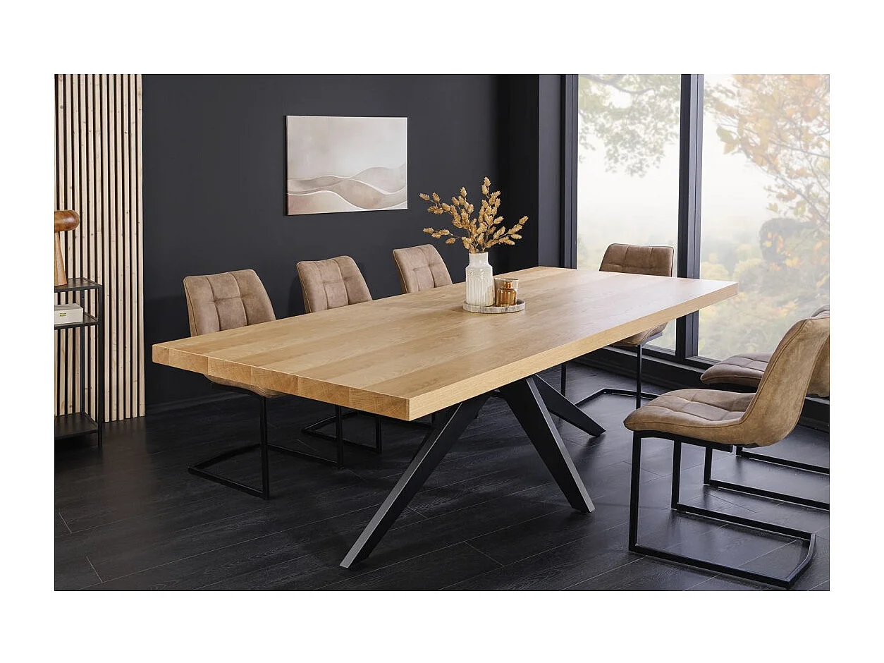 Table de salle à manger AZMA – Placage chêne et métal – 240 cm – Style moderne