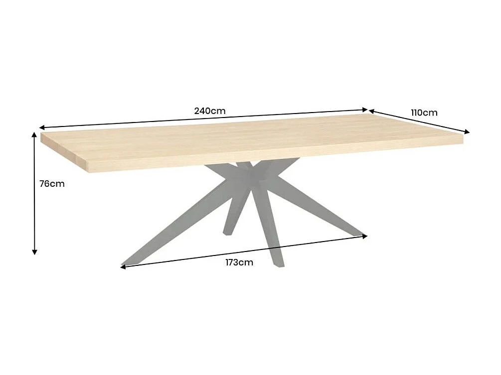 Table de salle à manger AZMA – Placage chêne et métal – 240 cm – Style moderne