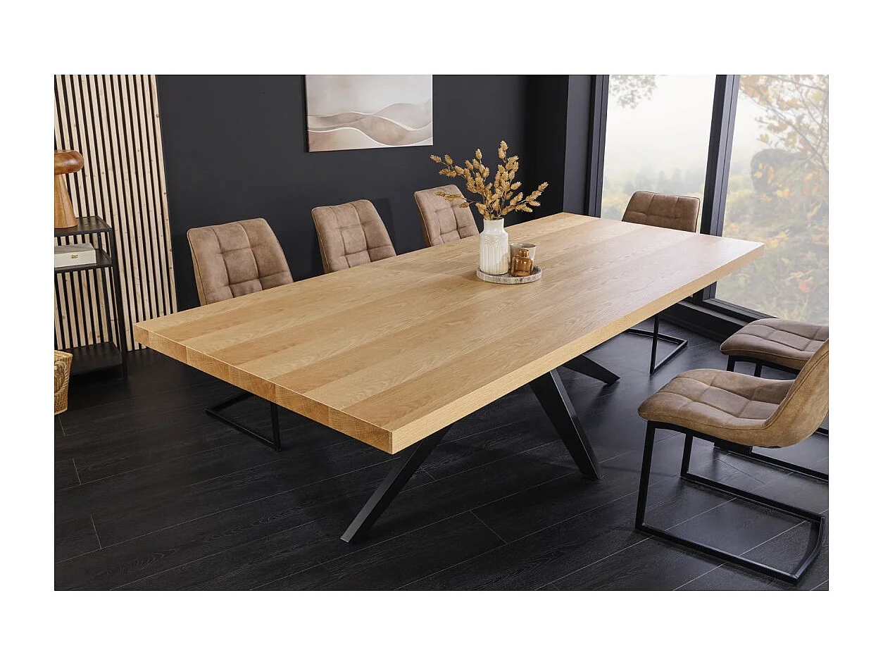 Table de salle à manger AZMA – Placage chêne et métal – 240 cm – Style moderne