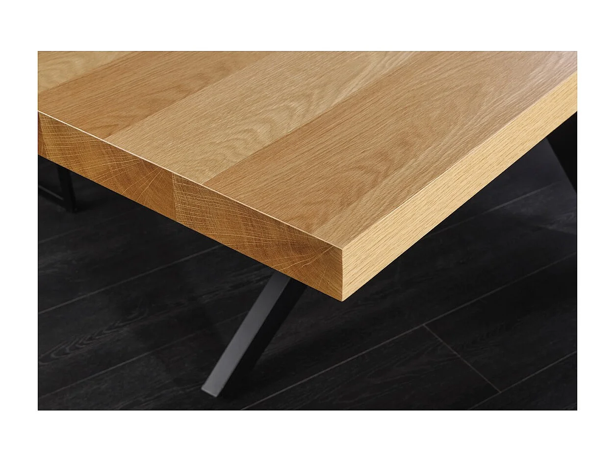 Table de salle à manger AZMA – Placage chêne et métal – 240 cm – Style moderne