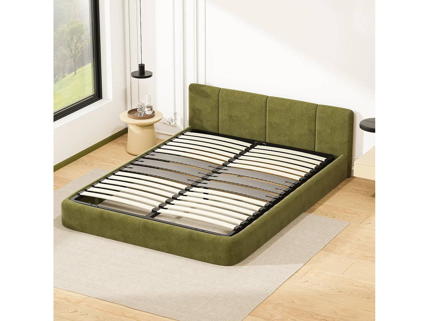 Cadre lattes 160x200 cm, 2x15 Lattes Peuplier Naturel