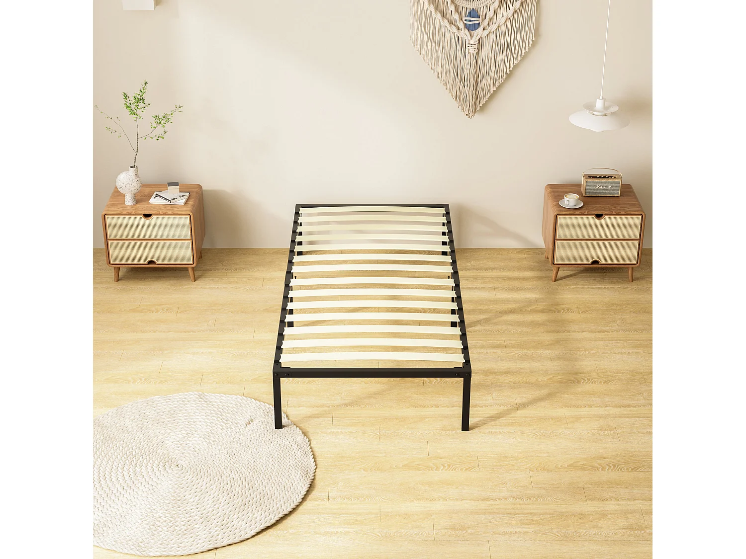 Sommier à lattes 90x190 | 1 rangées de 14 lattes | 9 pieds | Montage facile