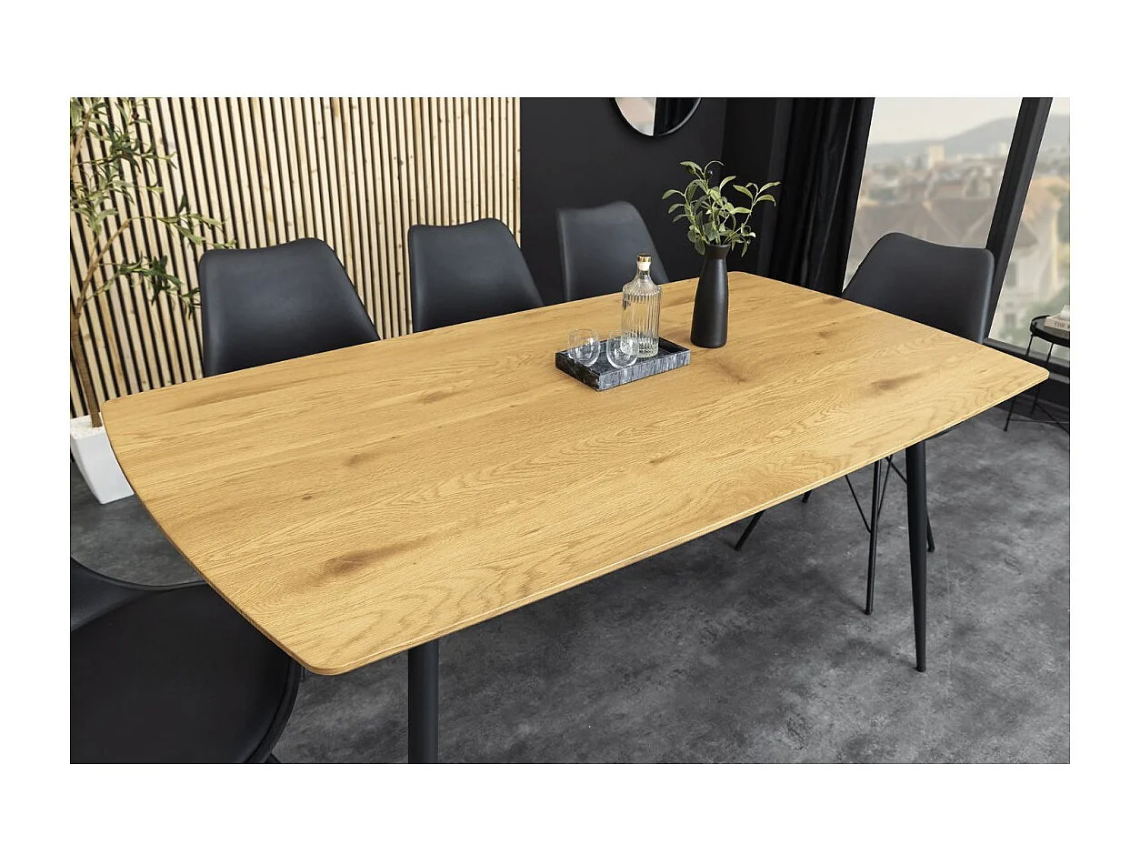 Table de salle à manger CALDERO 140 cm – Table contemporaine aspect chêne sauvage et métal
