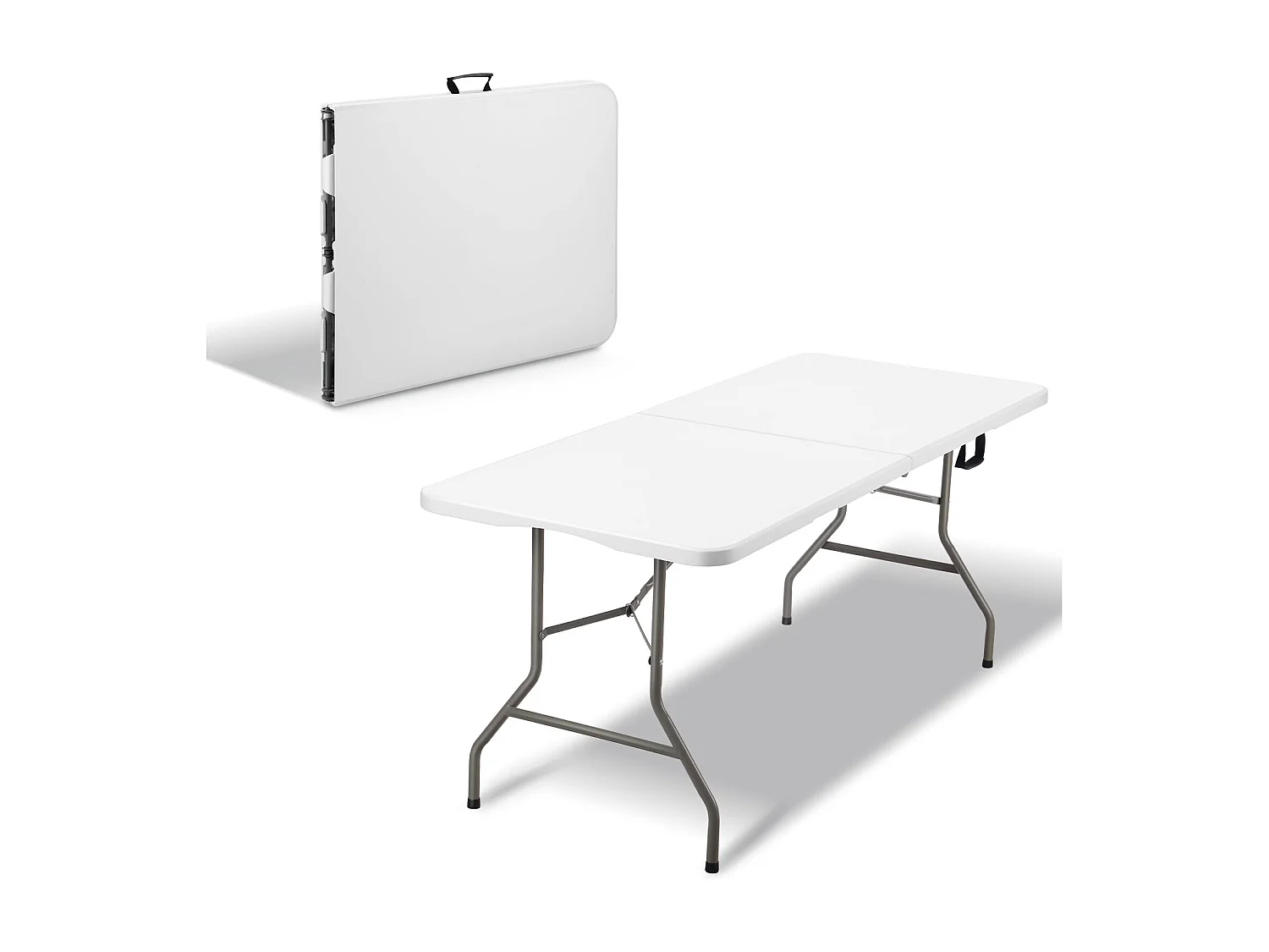 Table de jardin, Table pliante 180 x 74 x 74 cm, 6 ou 8 places, table pliante d'extérieur avec verrou de sécurité, poignée de transport