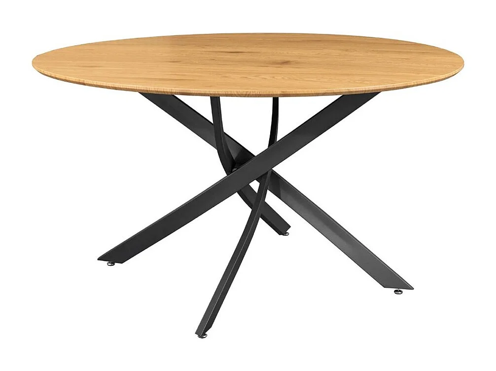 Table de salle à manger COURBAX ronde 120 cm – Table industrielle aspect chêne sauvage et métal