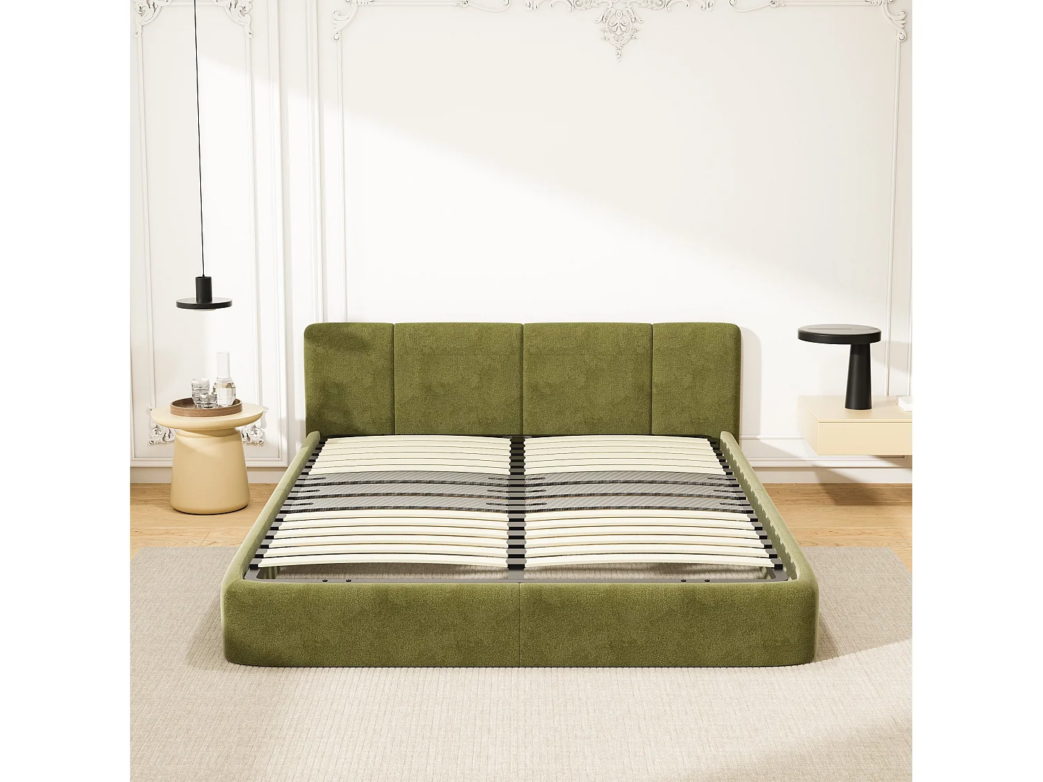 Cadre lattes 140x200 cm, 2x15 Lattes Peuplier Naturel,sans pieds
