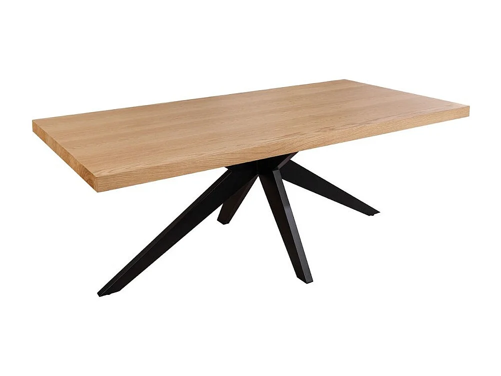 Table de salle à manger AZMA – Placage chêne et métal – 200 cm – Style moderne