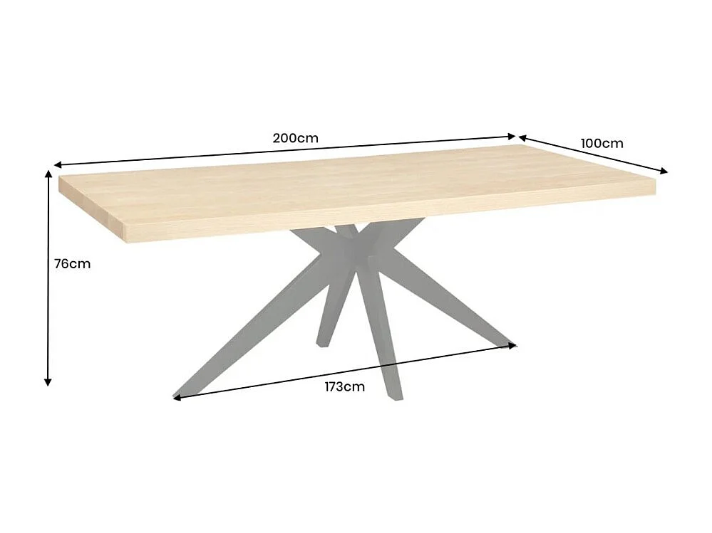 Table de salle à manger AZMA – Placage chêne et métal – 200 cm – Style moderne