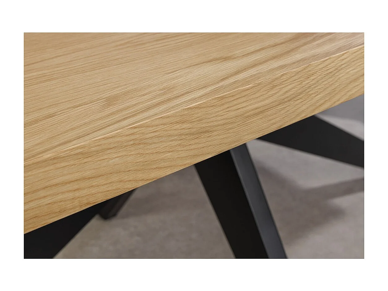 Table de salle à manger AZMA – Placage chêne et métal – 200 cm – Style moderne