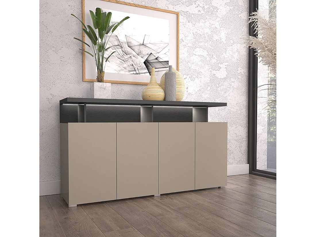 Buffet 4 deuren NESS – Afwerking Congo – 12 opbergvakken – Strak design zonder LED