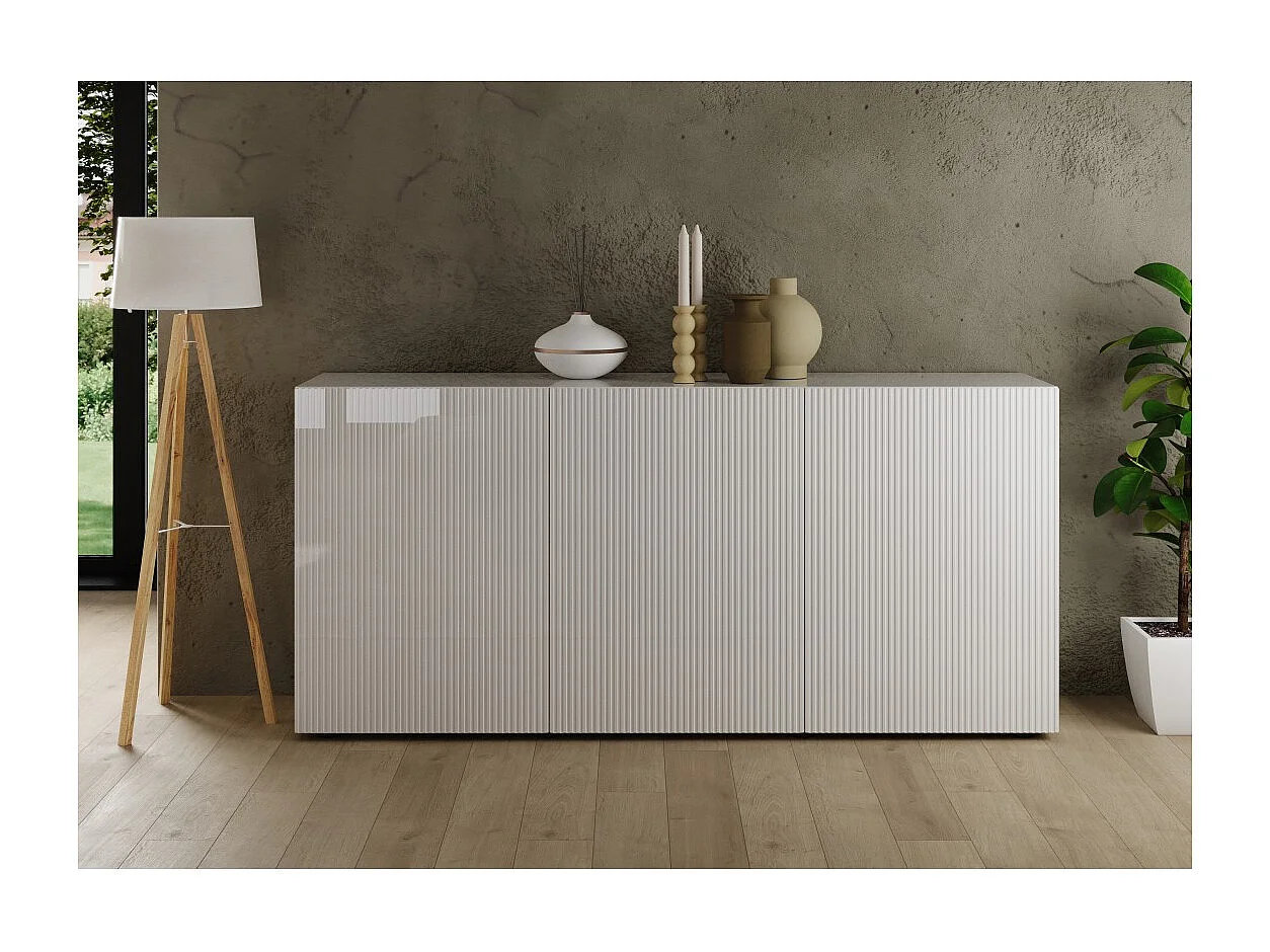 Buffet SCENA – L181 x H84 x D42 cm – 3 deuren – Glanzend wit gelakt