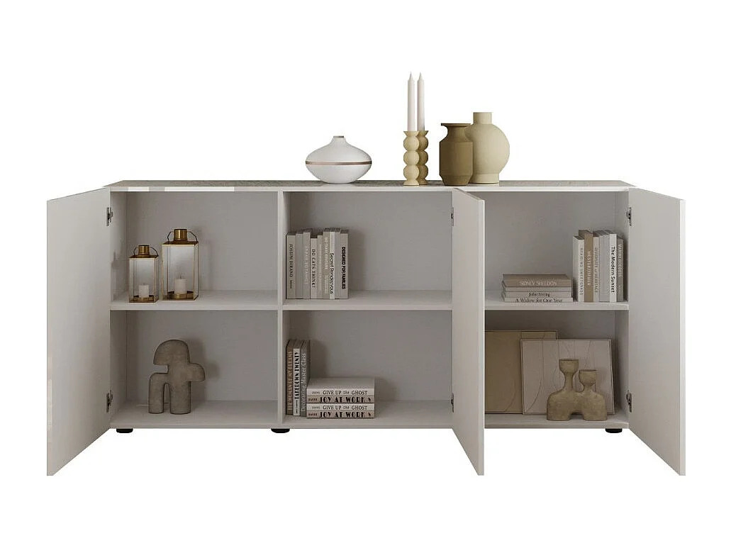 Buffet SCENA – L181 x H84 x D42 cm – 3 deuren – Glanzend wit gelakt