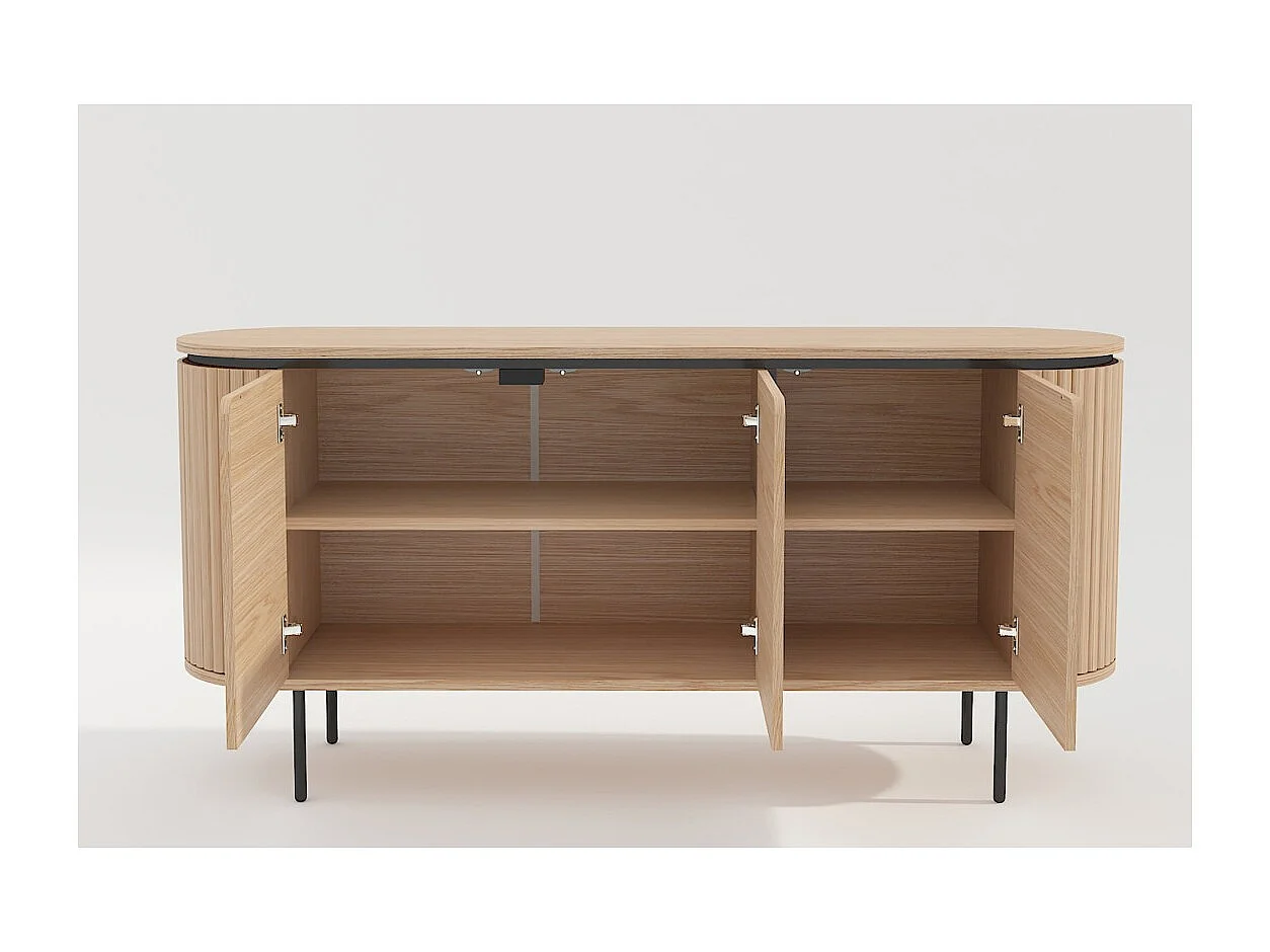 Buffet 160 cm 3 puertas roble claro y negro – Colección SÖREN