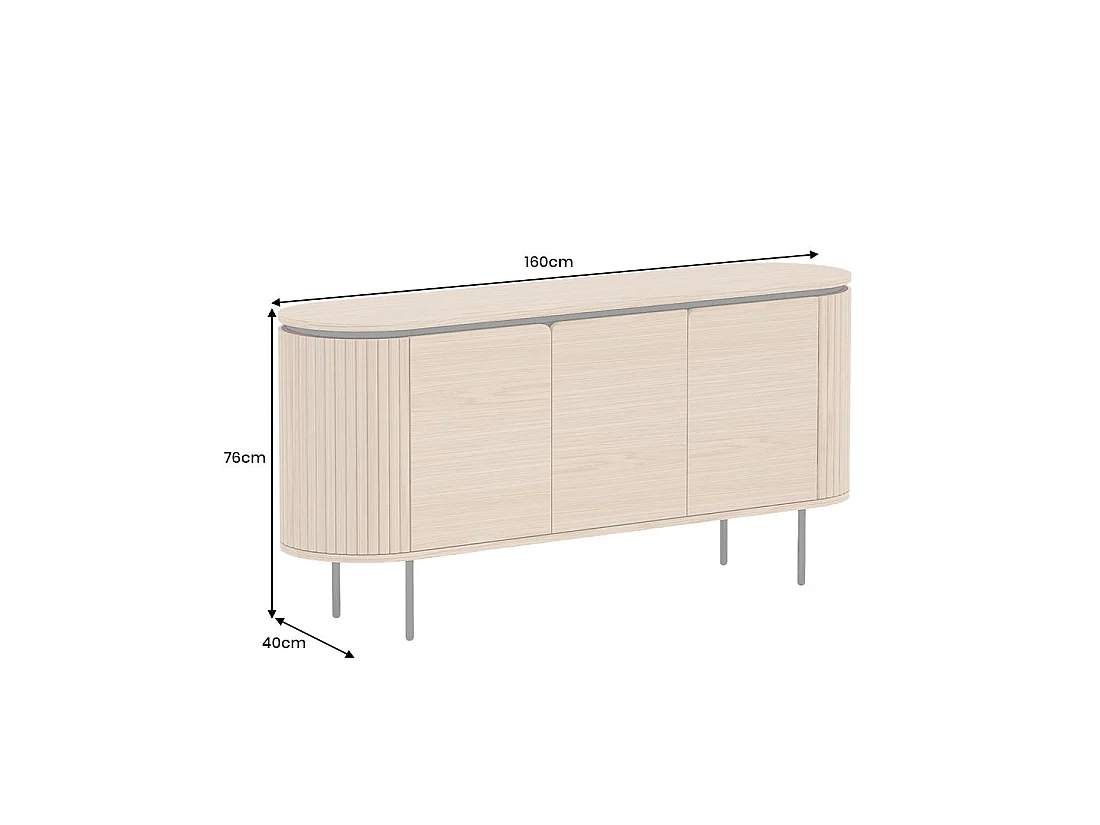 Buffet 160 cm 3 porte rovere chiaro e nero – Collezione SÖREN