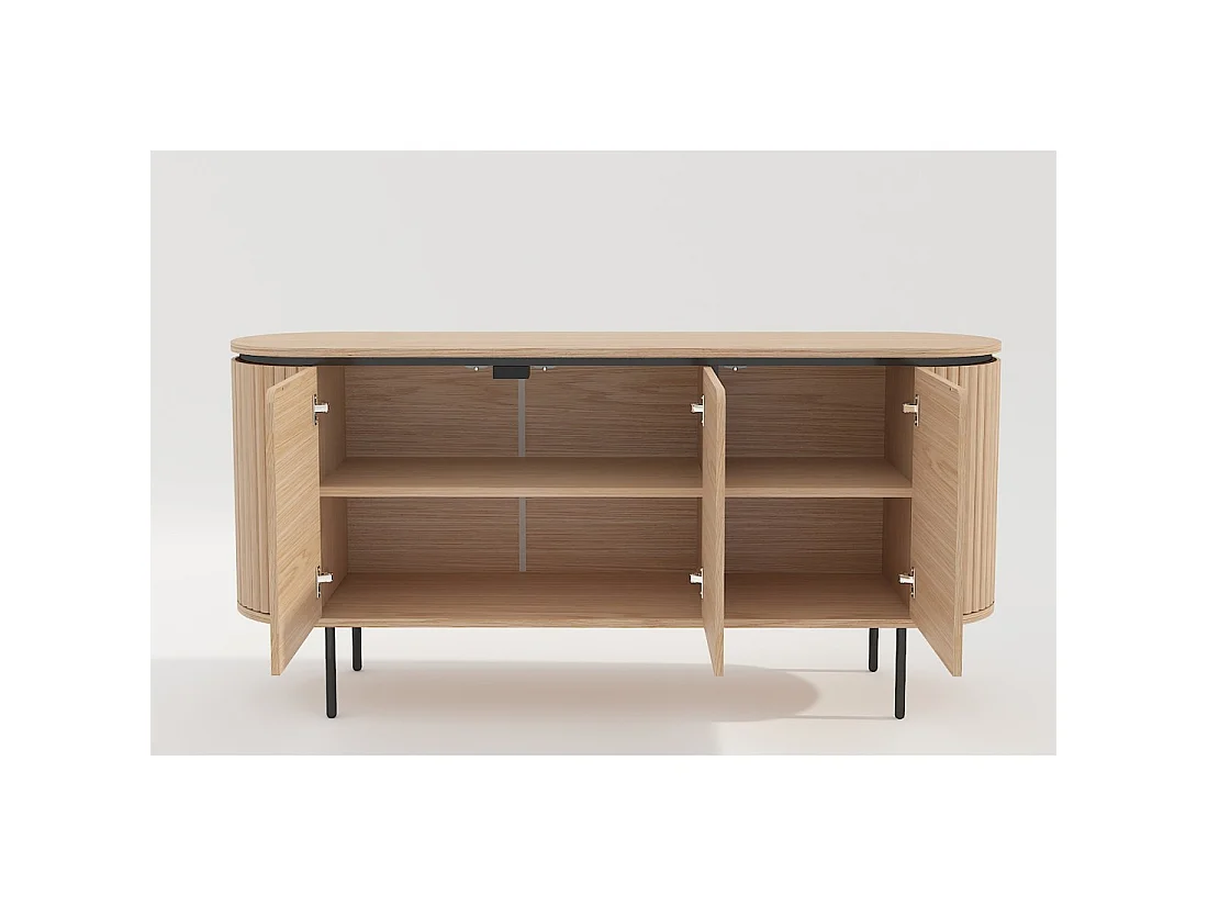Buffet 160 cm 3 porte rovere chiaro e nero – Collezione SÖREN
